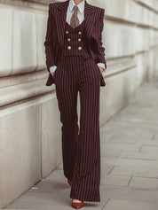 Elegance Power Pinstripe Tailoring Wool Three-Piece Set