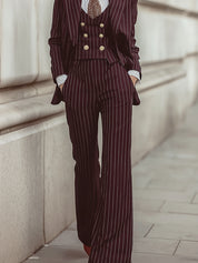Elegance Power Pinstripe Tailoring Wool Three-Piece Set
