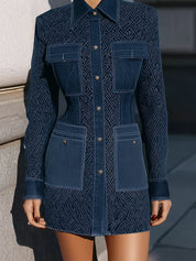 Quiet Luxury Modern Graphic Denim Mini Dress
