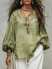 Sage Linen Blouse & Relaxed White Trousers Everyday Escape Set