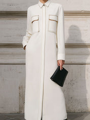 Extremely Simple Line Decorated Diagonal Pocket Straight Maxi Dress