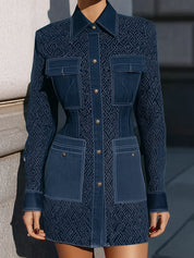 Quiet Luxury Modern Graphic Denim Mini Dress