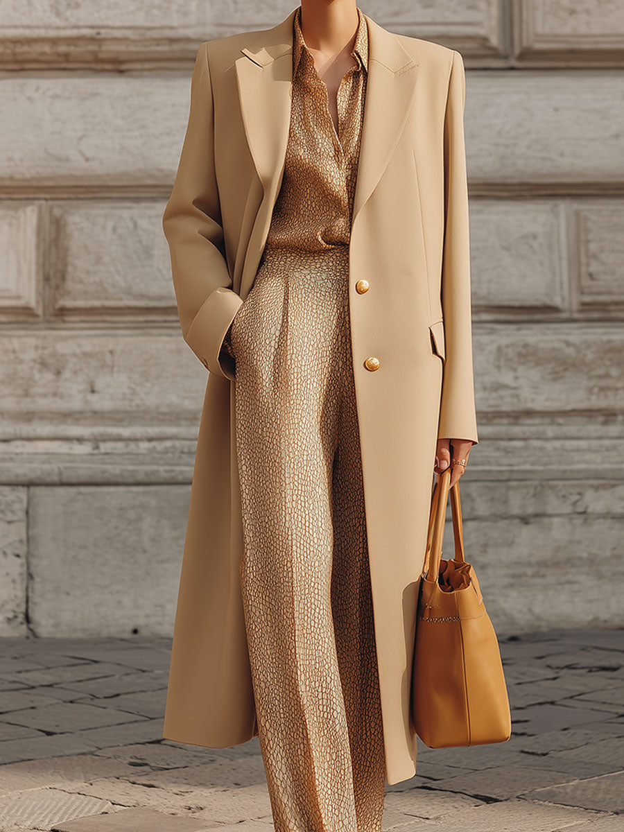 Extremely Simple Double-breasted Suit Coat With Shoulder Pads