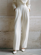 Classic Old Money Tweed Lapel Seam Front Straight Pants Jumpsuit