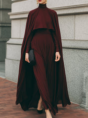 Old-Money Style Minimalist Architectural Elegance Bordeaux Eclipse Maxi Dress