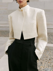 Old Money Crocodile Pattern Environmentally Friendly Leather Short Jacket
