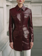 90s Inspired Vintage Wine Red Eco-friendly Leather Jacket