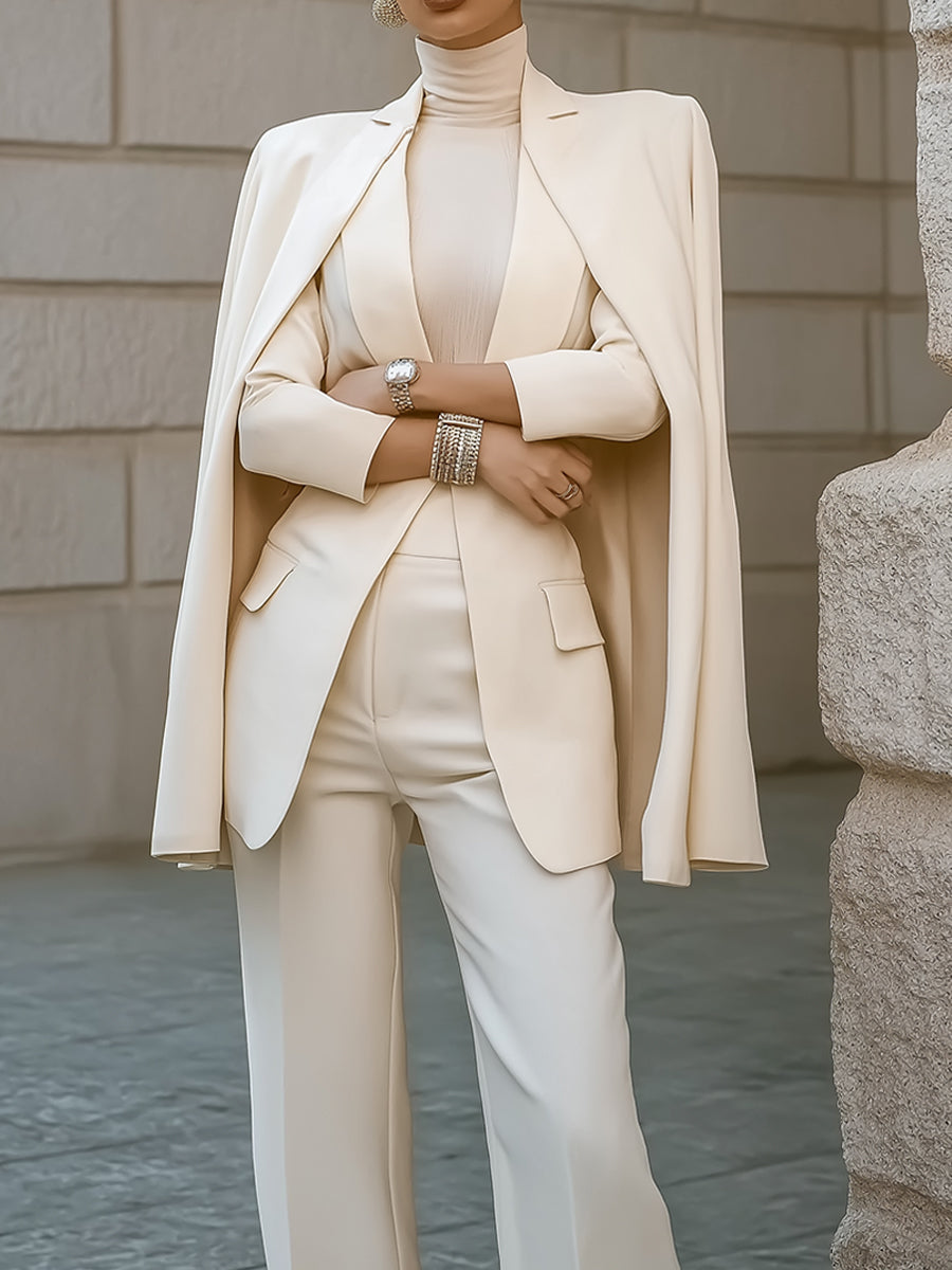 Minimalist Construction Cape-Shoulder Sculptural Wool Blazer