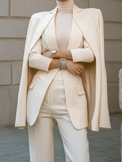 Minimalist Construction Cape-Shoulder Sculptural Wool Blazer