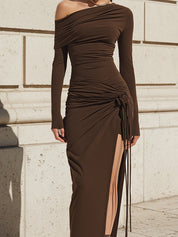 Elegant One-Shoulder Ruched Jersey Evening Dress
