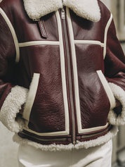 Old Money Contrasting Colors Eco-friendly Leather Piping Jacket