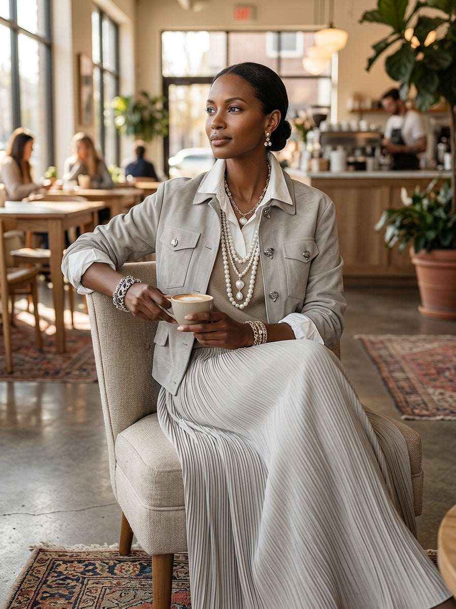Effortless Chic Linen Blend Oversized-Fit Dove Grey Casual Jacket