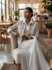 Effortless Chic Linen Blend Oversized-Fit Dove Grey Casual Jacket