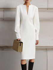 Minimalist Deconstructed Shoulder Pad Cocoon Midi Dress