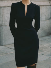 Minimalist V-neck Waist Pencil Midi Dress