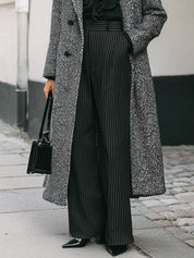 Minimalist Dropped Shoulder Tweed Lapel Mid-length Coat