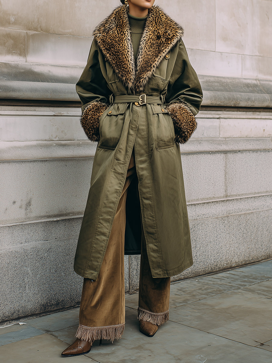 Effortlessly Chic Leopard Faux Fur Layered Coat