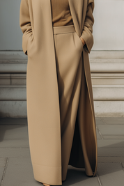 Minimalist Collarless Silhouette Wool Floor-length Coat