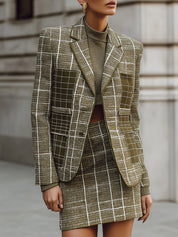 Old Money Structured Jacquard Tweed Blazer And Skirt Set