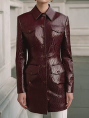 90s Inspired Vintage Wine Red Eco-friendly Leather Jacket
