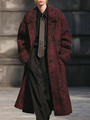 Retro Herringbone Wool Oversized Off-shoulder Mid-length Coat