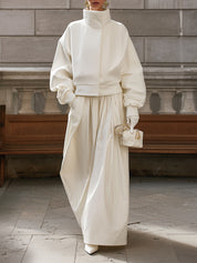 90s Minimalism Revival Oversized Waist Pinch Pleated Wide Leg Pants