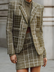 Old Money Structured Jacquard Tweed Blazer And Skirt Set