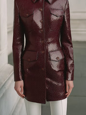 90s Inspired Vintage Wine Red Eco-friendly Leather Jacket