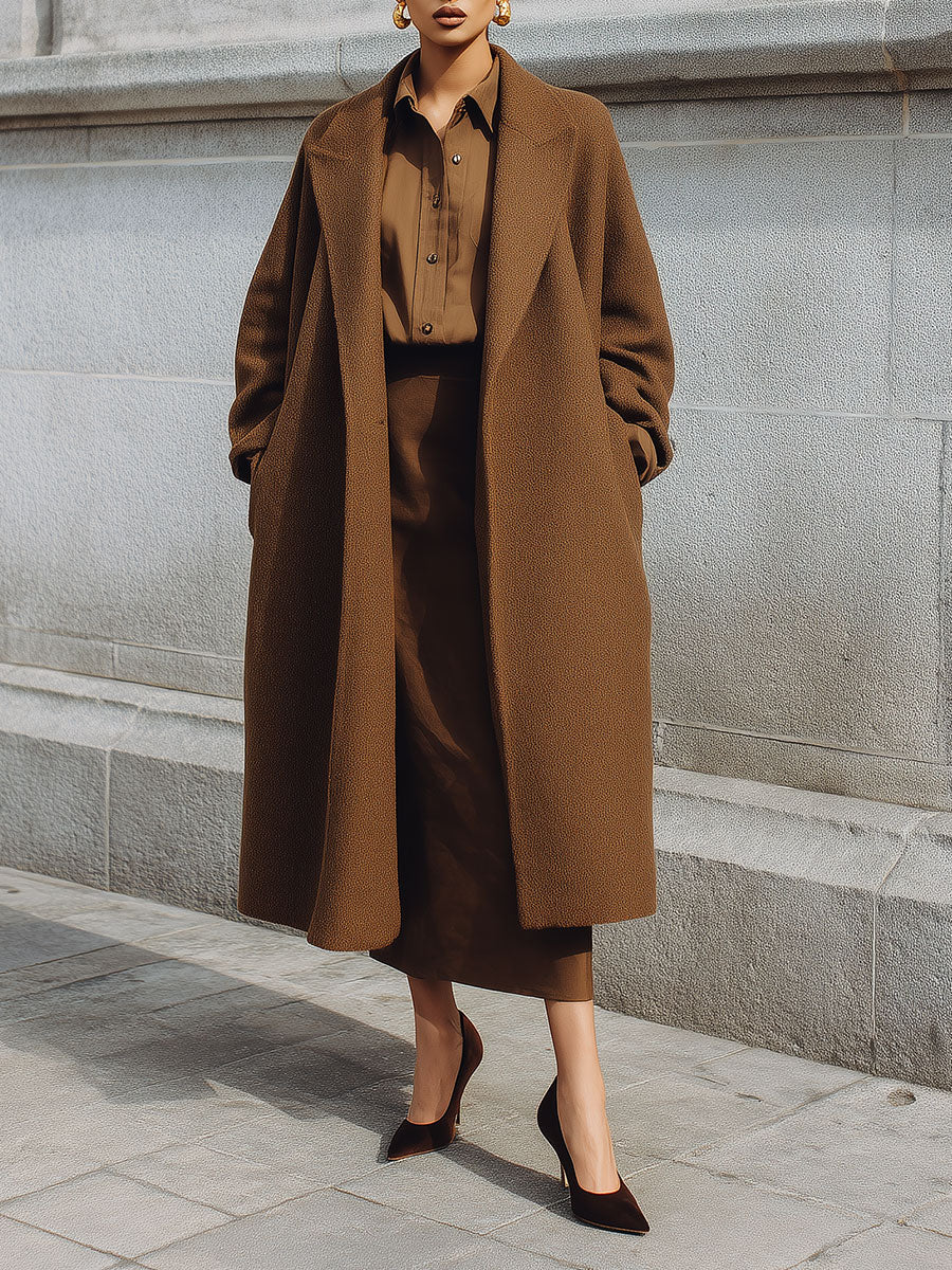 Commuting Oversized Raglan Sleeve Wool Coat