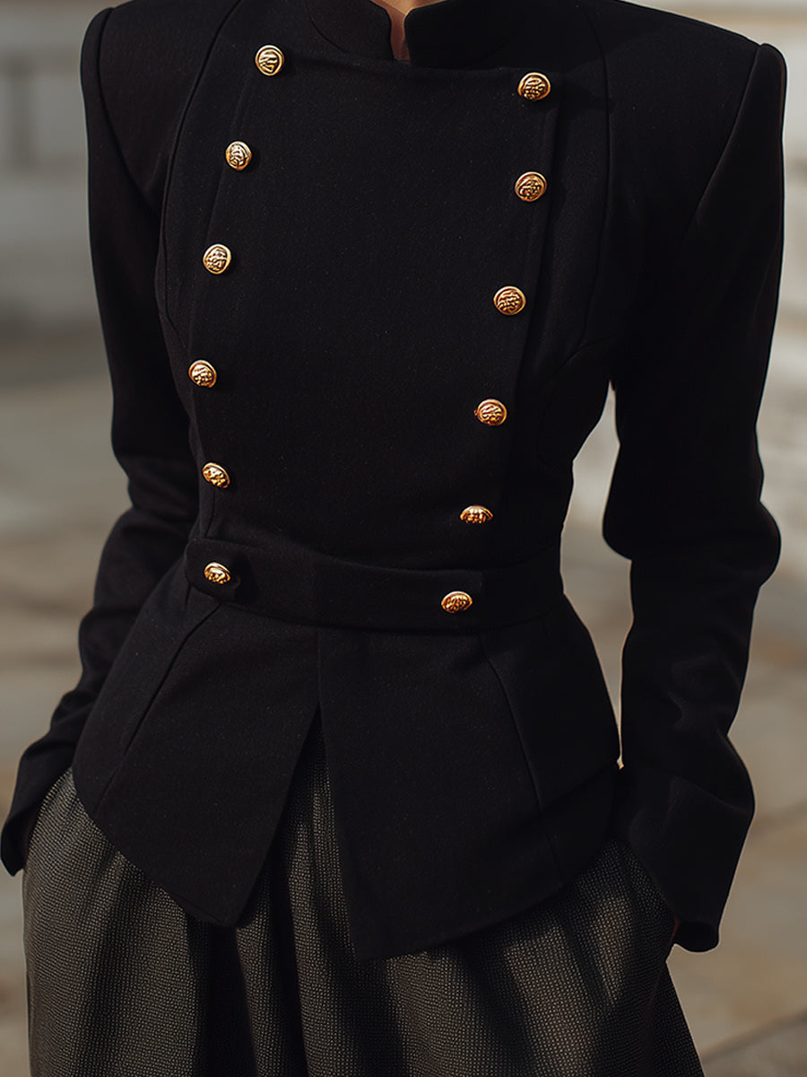Retro Old Money Double Breasted Waisted Jacket