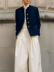90s Minimalist Commuter Stand Collar Short Jacket