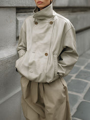 Minimalist Oversized Eco-friendly Leather Off-shoulder Jacket