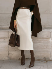 Stylish Back Slit Cotton Pencil Midi Dress With Belt