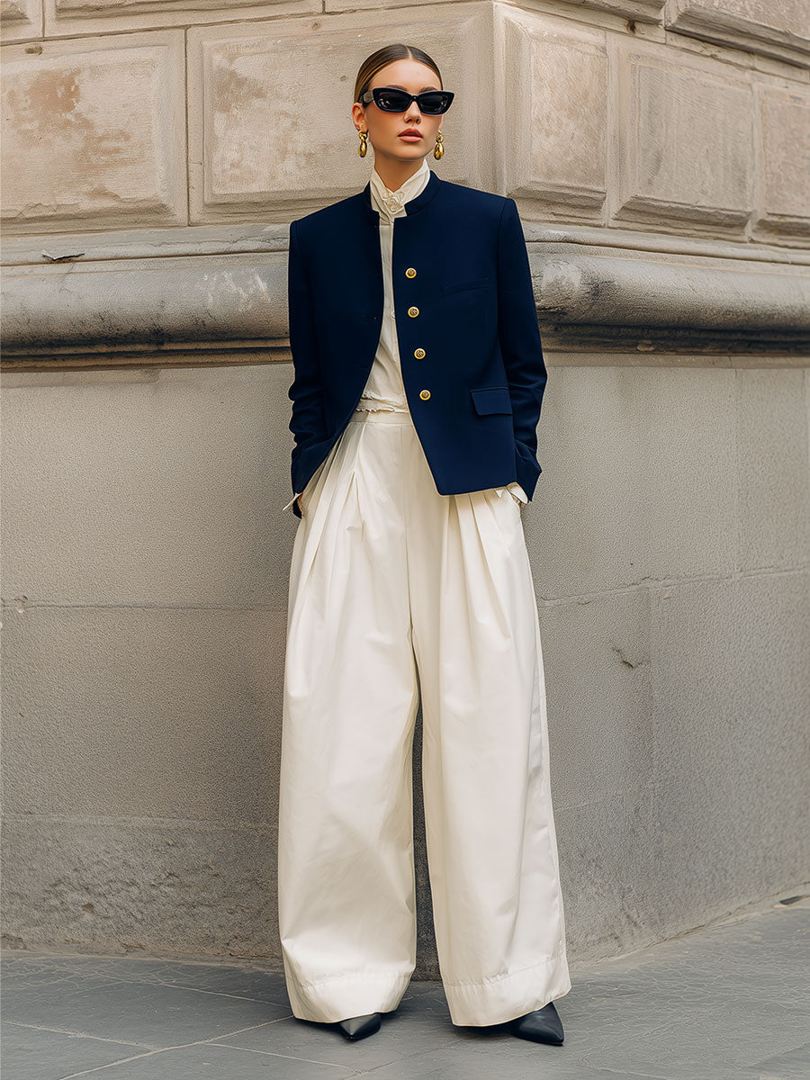 90s Minimalist Commuter Stand Collar Short Jacket