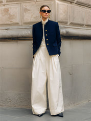 90s Minimalist Commuter Stand Collar Short Jacket