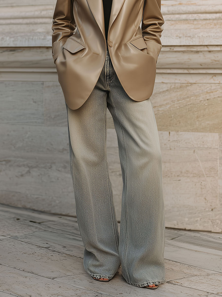 Minimalist Eco-friendly Leather Shoulder Pads Loose Version Blazer