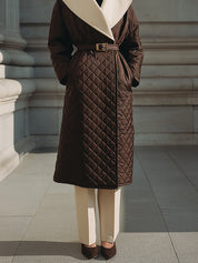 Minimalist Architectural Longline Quilted Wool Coat