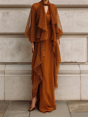 Modern Light Palace Romantic Amber Veil Maxi Dress