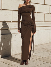 Elegant One-Shoulder Ruched Jersey Evening Dress