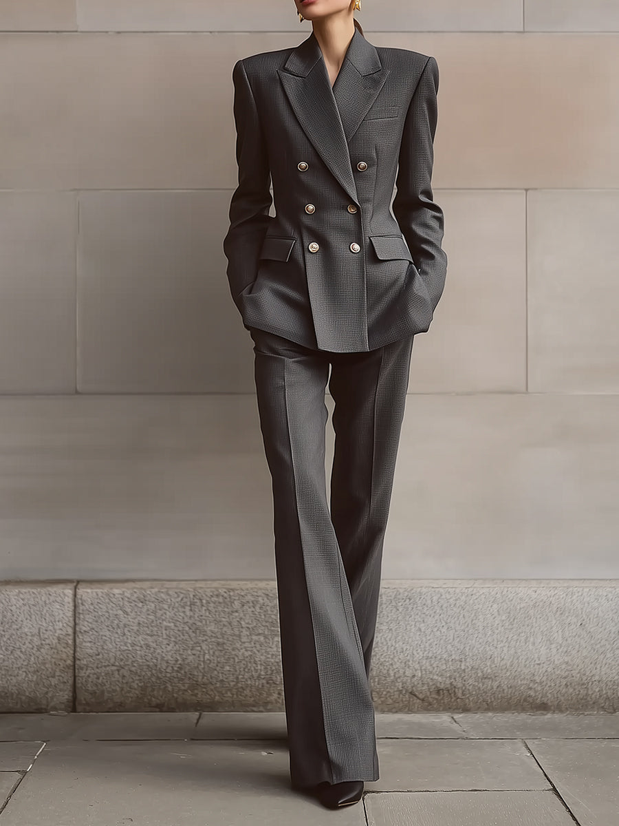 Quiet Luxury Structured Wool Blend Double-Breasted Suit