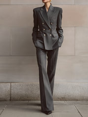 Quiet Luxury Structured Wool Blend Double-Breasted Suit