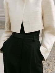 Old Money Crocodile Pattern Environmentally Friendly Leather Short Jacket