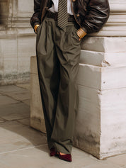High-waisted Pleated 90s Minimalist Suit Carrot Pants