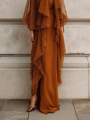 Modern Light Palace Romantic Amber Veil Maxi Dress