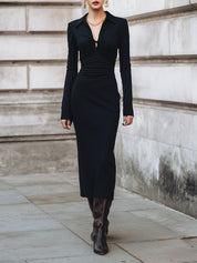 Minimalist Twisted Stretch-fitting Knit Midi Dress