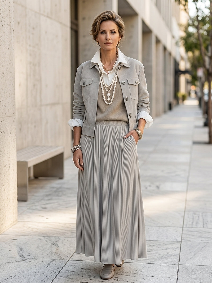 Effortless Chic Linen Blend Oversized-Fit Dove Grey Casual Jacket