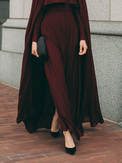 Old-Money Style Minimalist Architectural Elegance Bordeaux Eclipse Maxi Dress