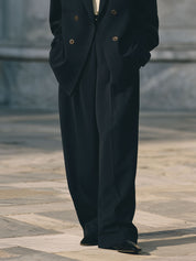 90s Minimalist Commuter Shoulder Padded Blazer & Loose Straight Pants Set