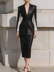 Quiet Luxury Eco-friendly Leather & Lace Two-Piece Set