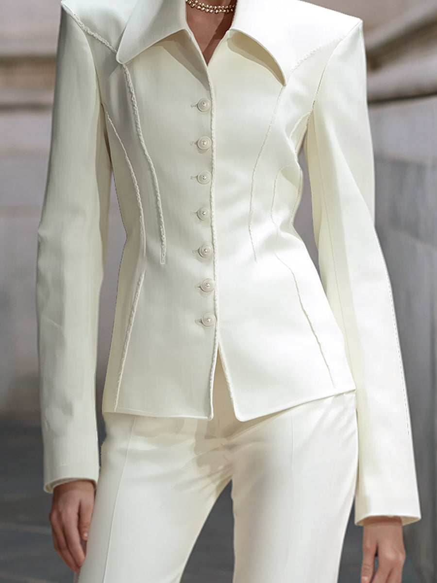 Minimalist Regal Edge Piping Wool Jacket